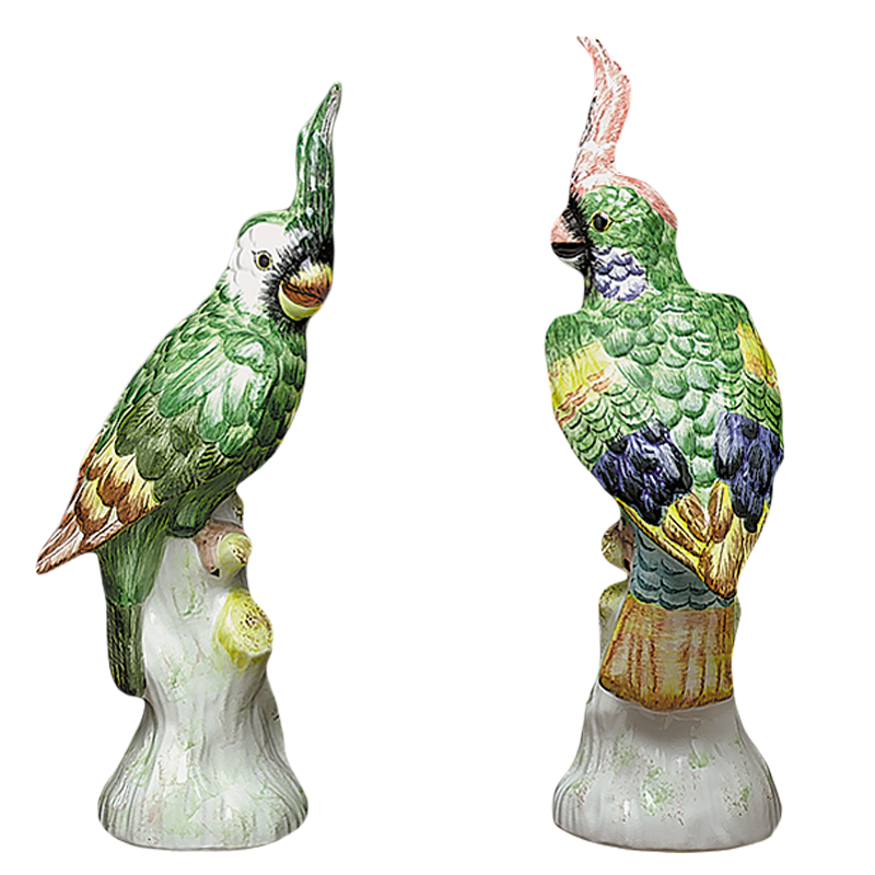 Mottahedeh Cockatoos Pair, Handpainted
