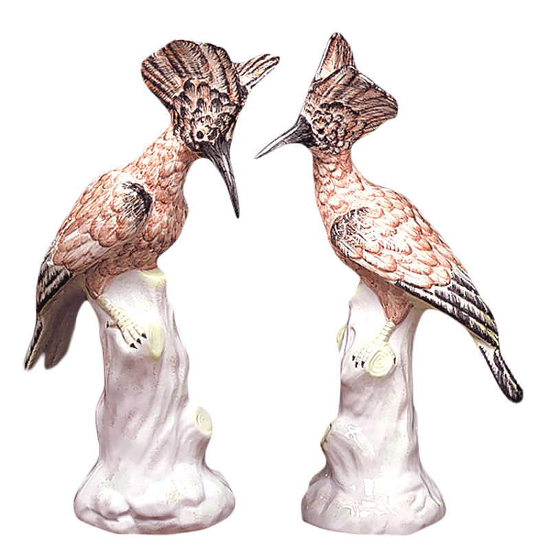Mottahedeh Exotic Birds Pair, Majolica, Handpainted