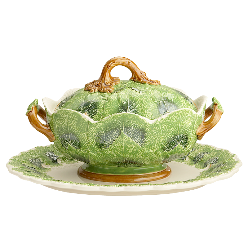 Mottahedeh Grape Leaf Tureen w Stand