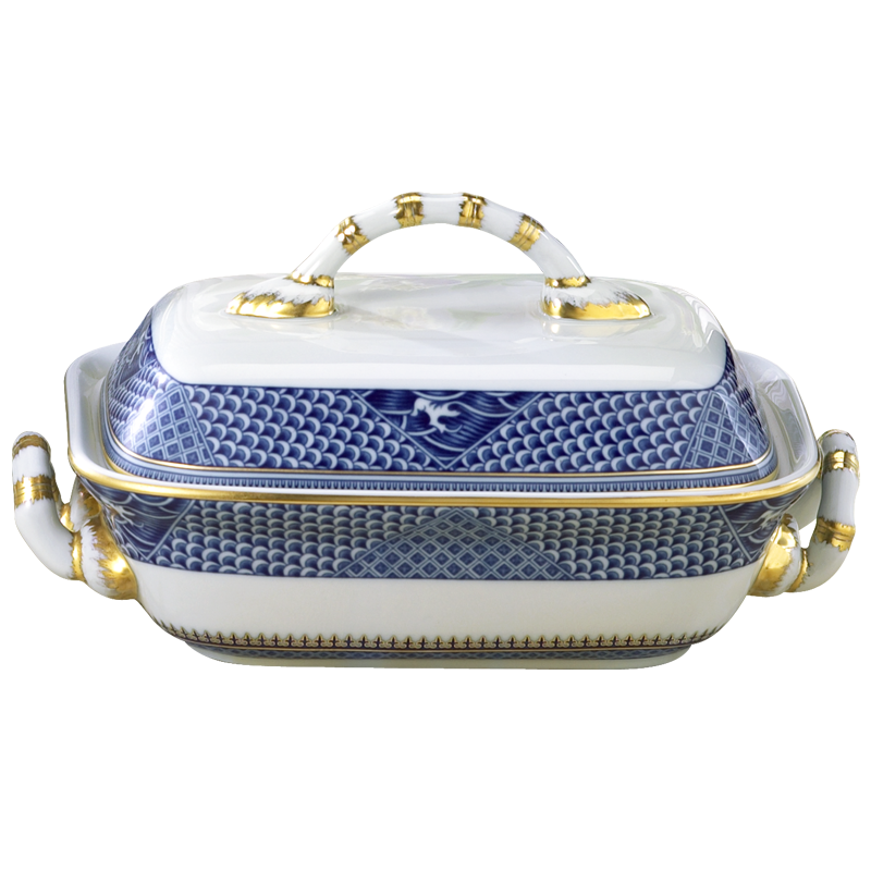 Mottahedeh Indigo Wave Bamboo Covered Vegetable