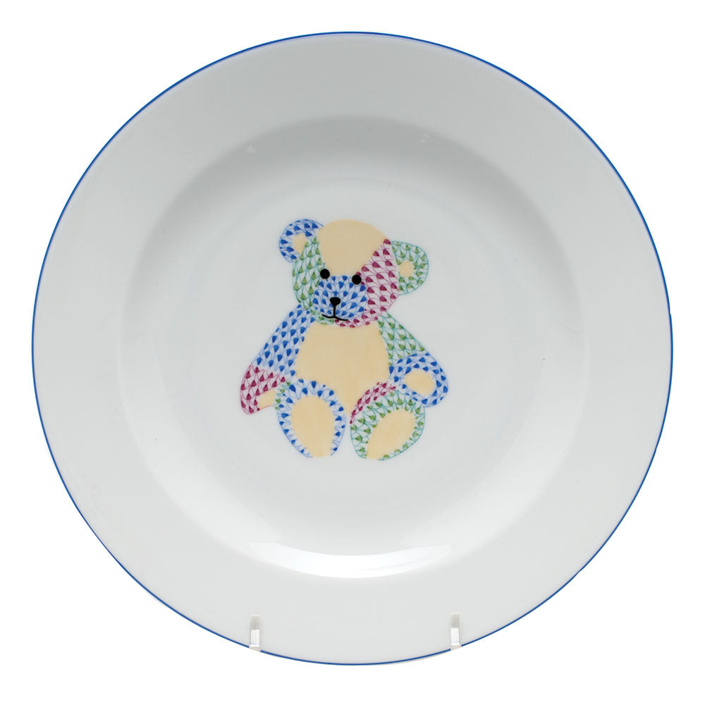 Herend Patchwork Children's Set Plate - Teddy Bear 8.25"d