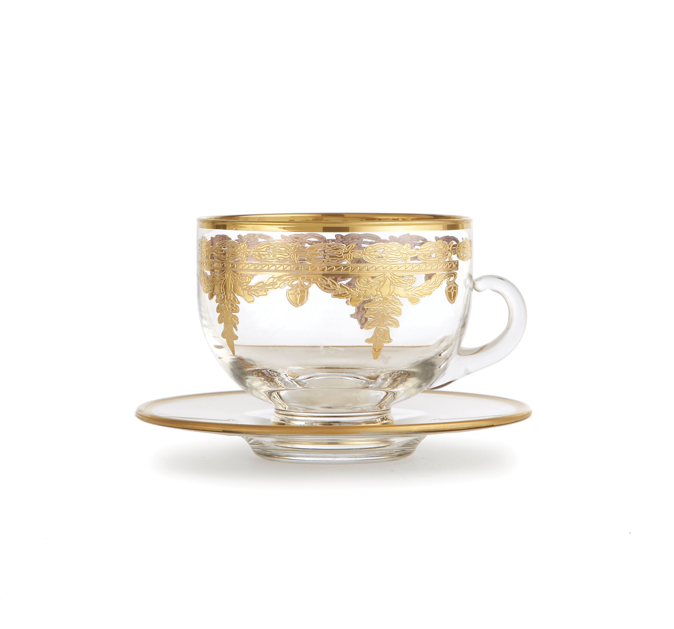 Arte Italica Vetro Gold Coffee Cup & Saucer