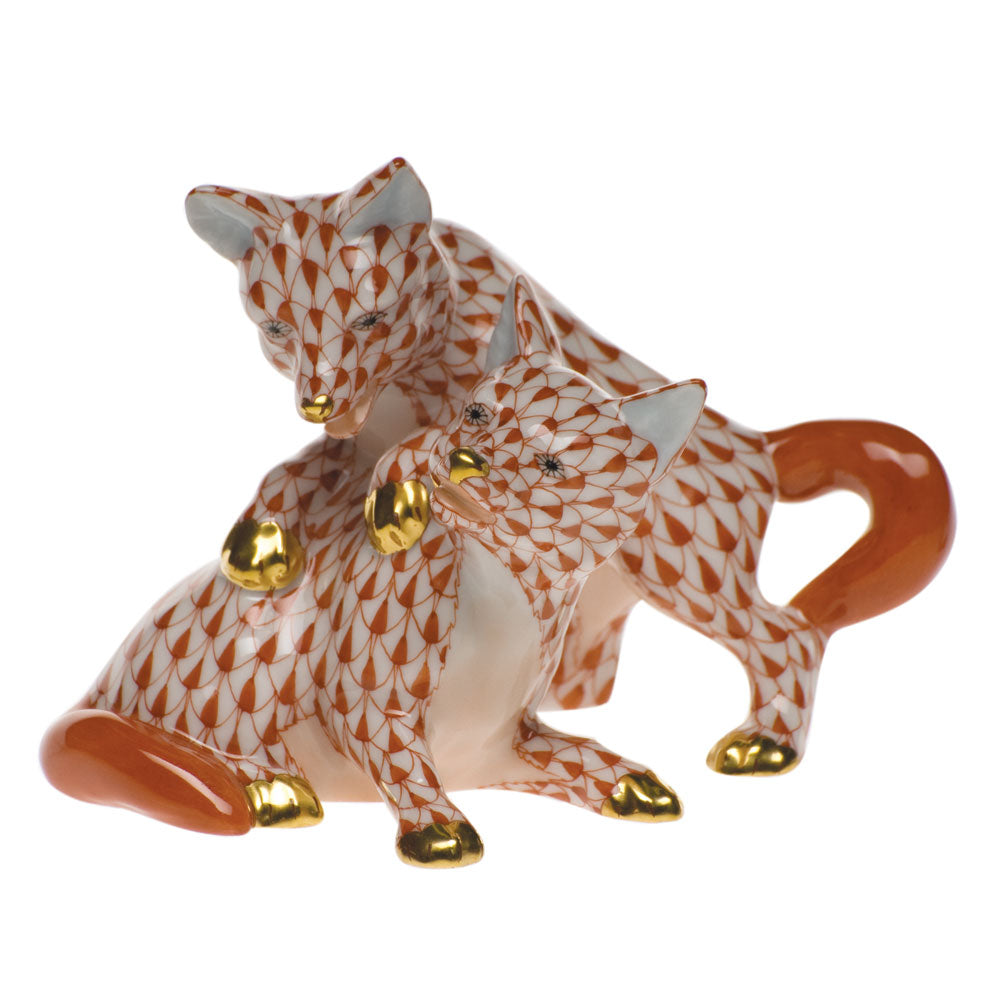 Herend Shaded Vh Foxes 4"h
