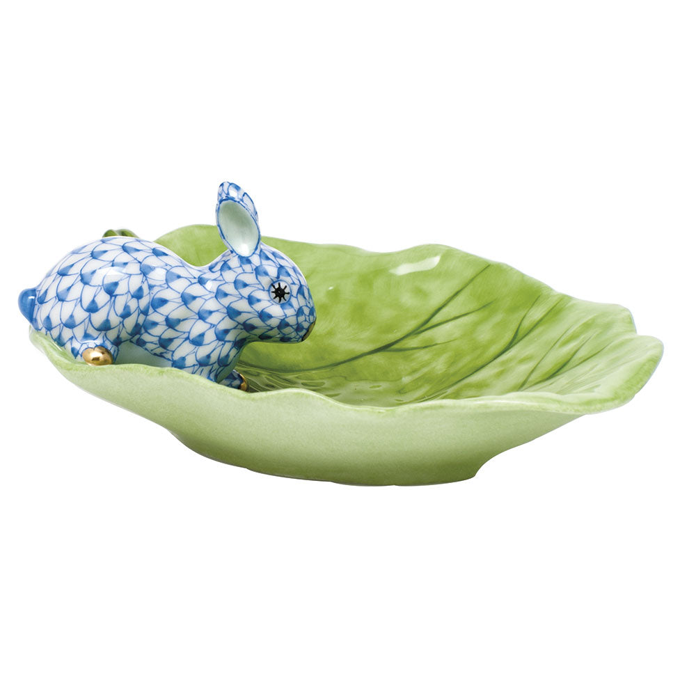 Herend Shaded Vhb Bunny On Cabbage Leaf 4.5"l X 2"h