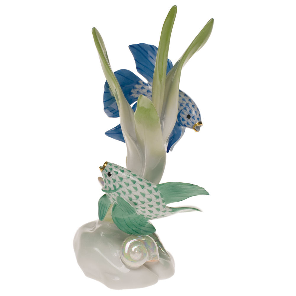 Herend Shaded Vhb + Vhv Fish Sculpture 8.5"h