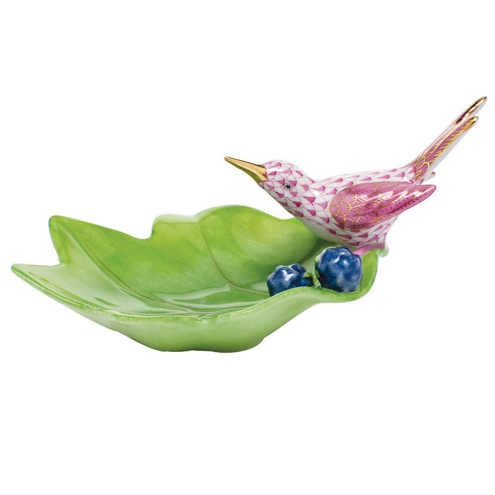Herend Shaded Vhp Hummingbird On Leaf 5.75"l X 2.5"h