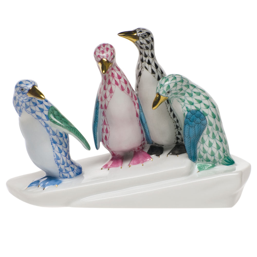 Herend Shaded Vhb +vhp +vhv +vhnm Penguins On Ice 6"l X 5"h