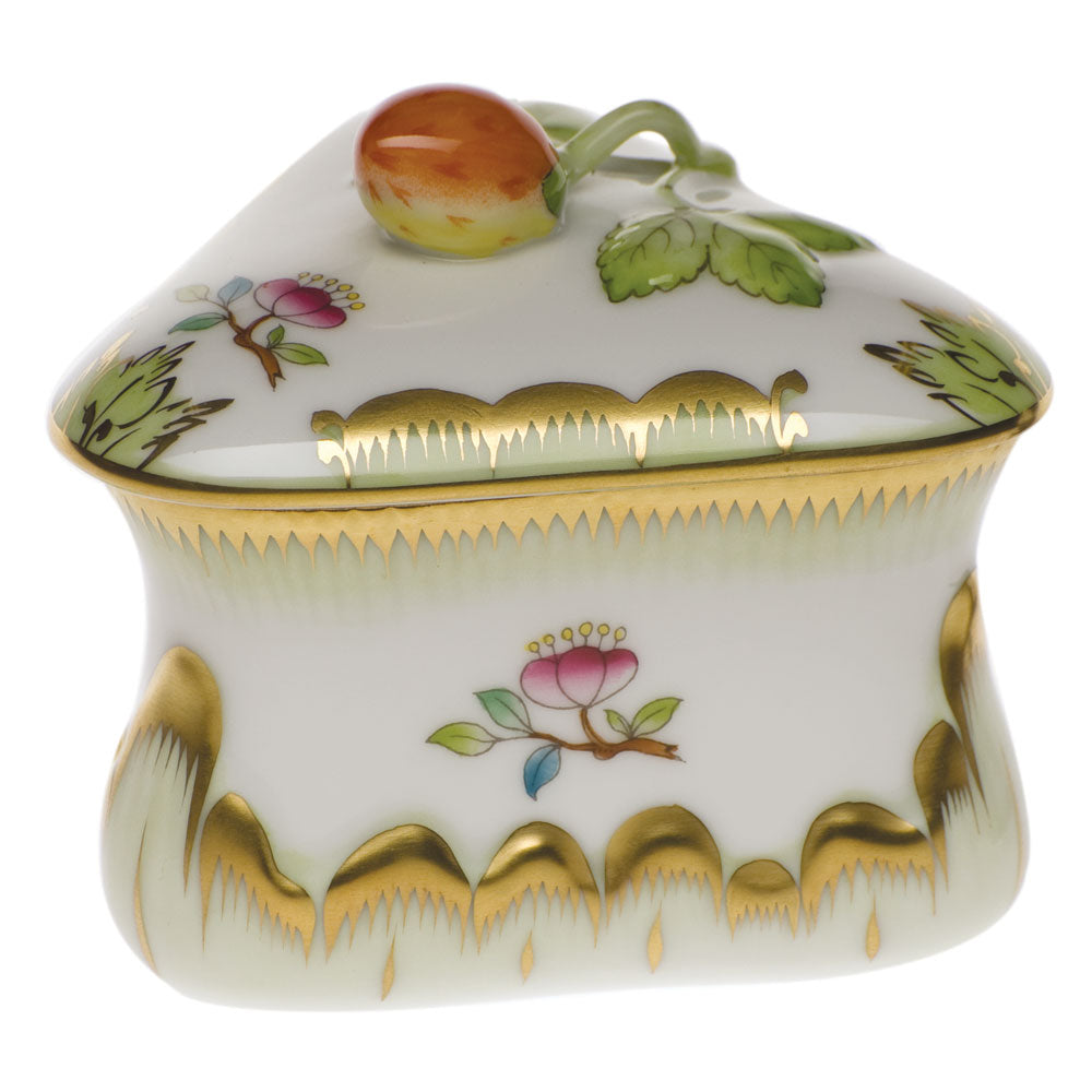 Herend Modified Vbo Strawberry Bonbon 3"l X 3"h - Green Border