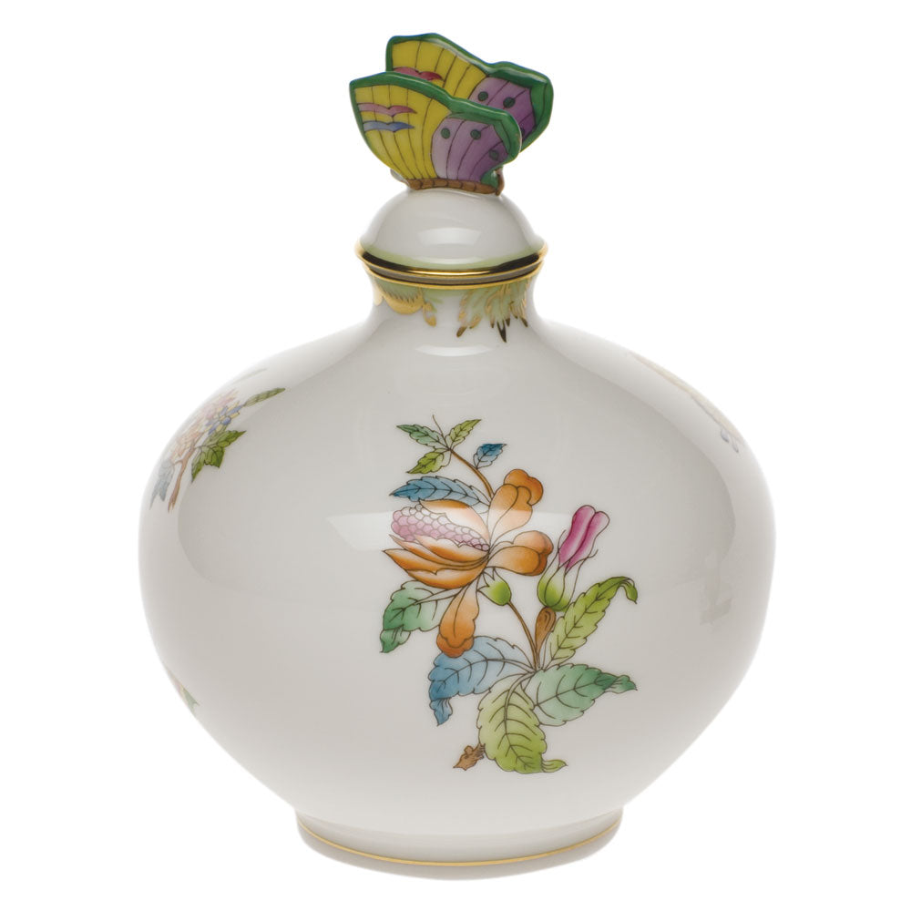 Herend Modified Vbo Perfume W/butterfly 4"w X 5"h - Green Border