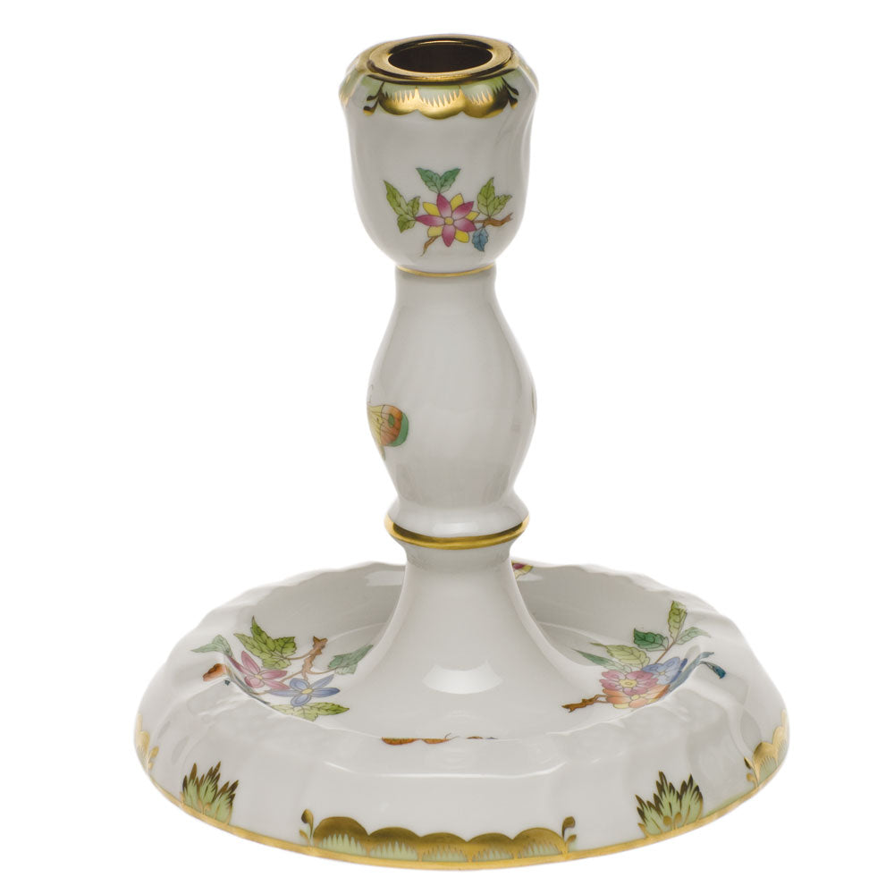 Herend Modified Vbo Single Candlestick 6"h - Green Border