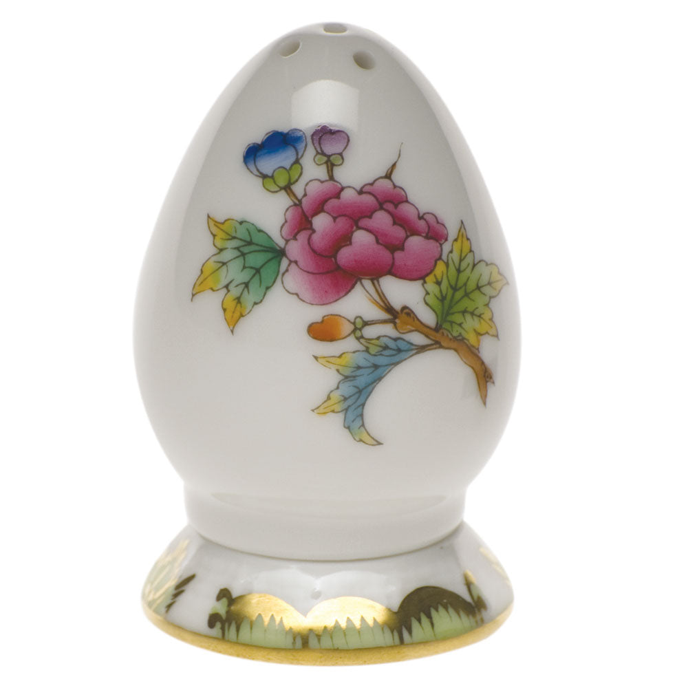 Herend Queen Victoria Salt Shaker Multi Hole 2.5"h - Green Border