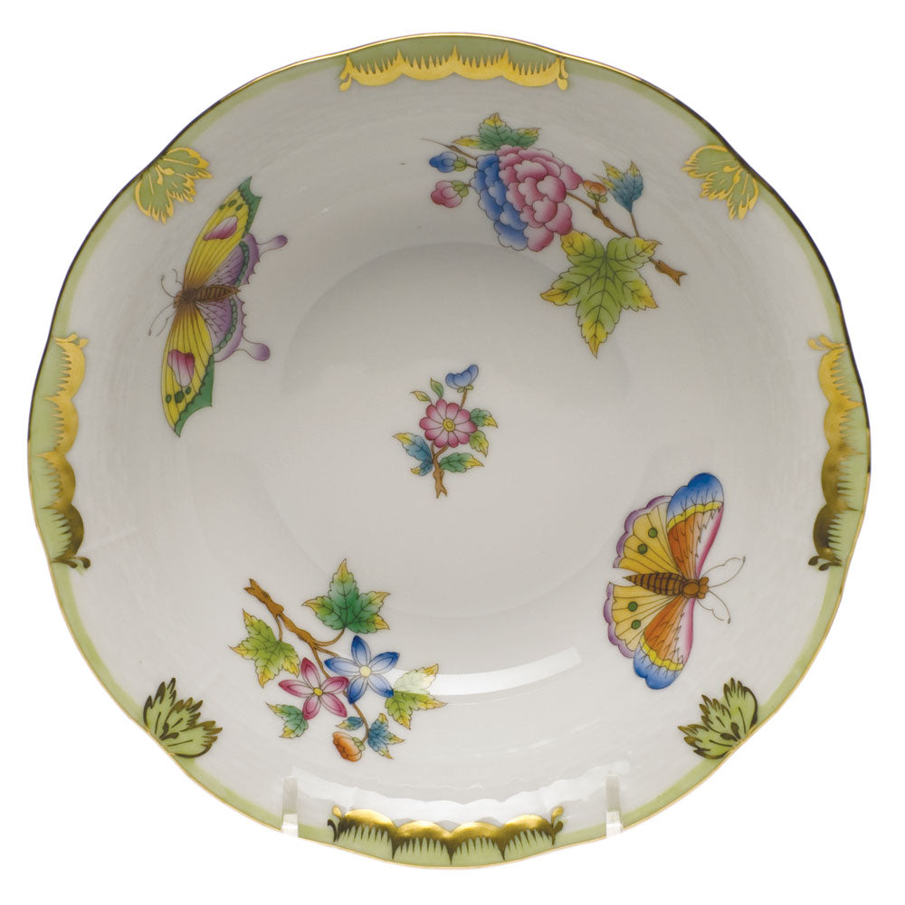 Herend Queen Victoria Oatmeal Bowl 6.5"d - Green Border