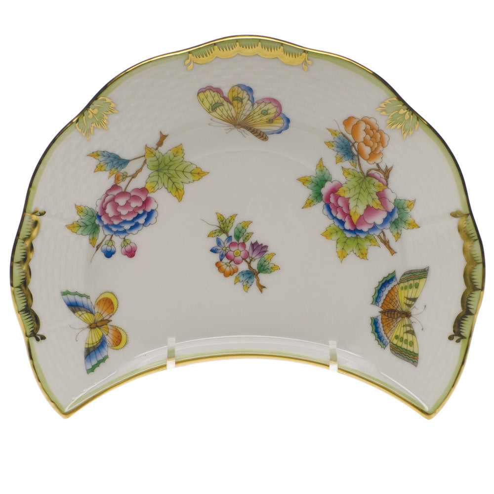 Herend Queen Victoria Crescent Salad 7.25"l X 5"w - Green Border