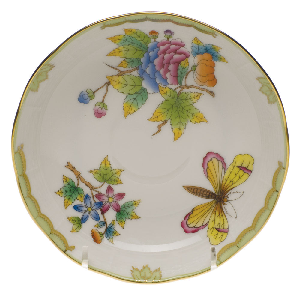 Herend Queen Victoria Mocha Saucer 5.5"d - Green Border