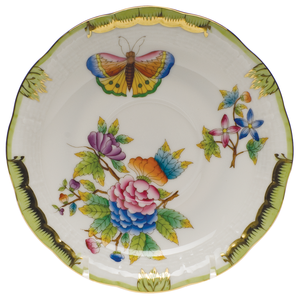 Queen Victoria Tea Saucer 6"d - Green Border