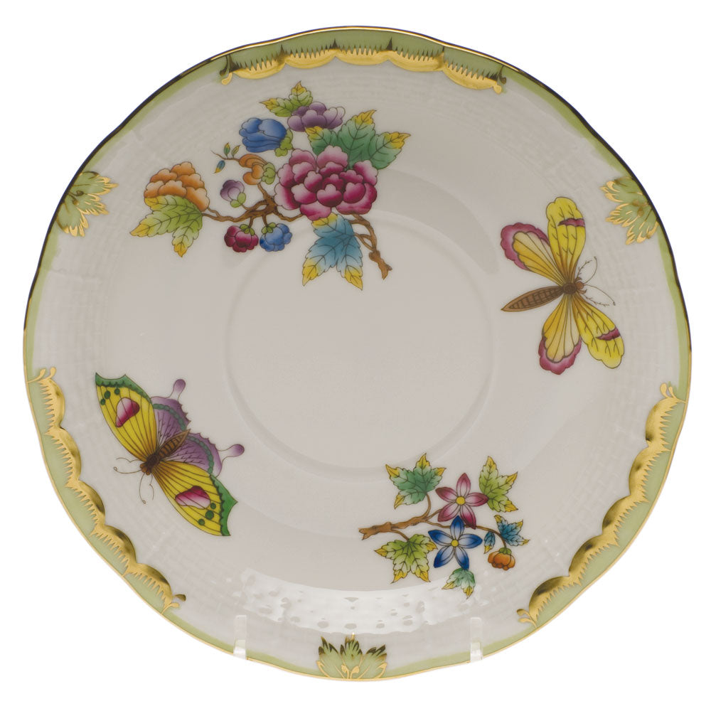 Herend Queen Victoria Cream Soup Stand 7.25"d - Green Border