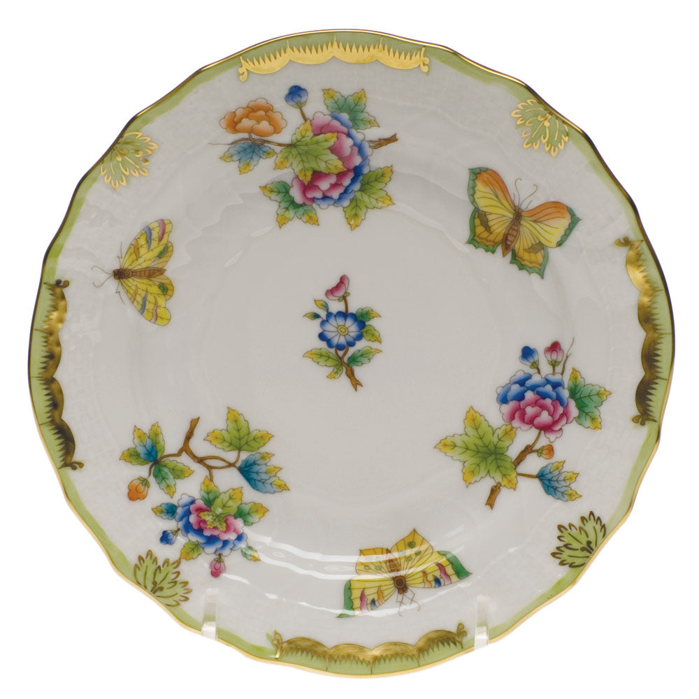 Herend Queen Victoria Bread And Butter Plate 6"d - Green Border