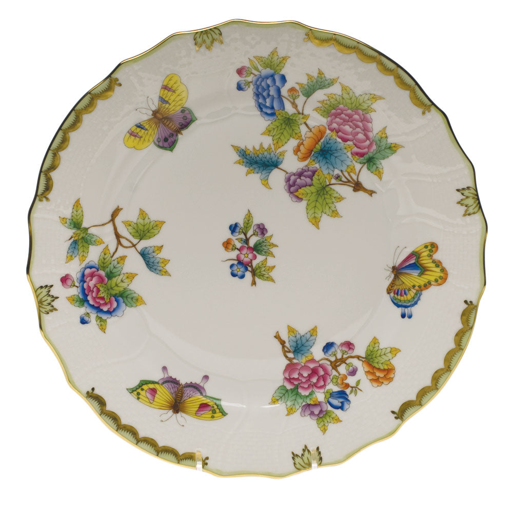 Herend Queen Victoria Dinner Plate 10.5"d - Green Border