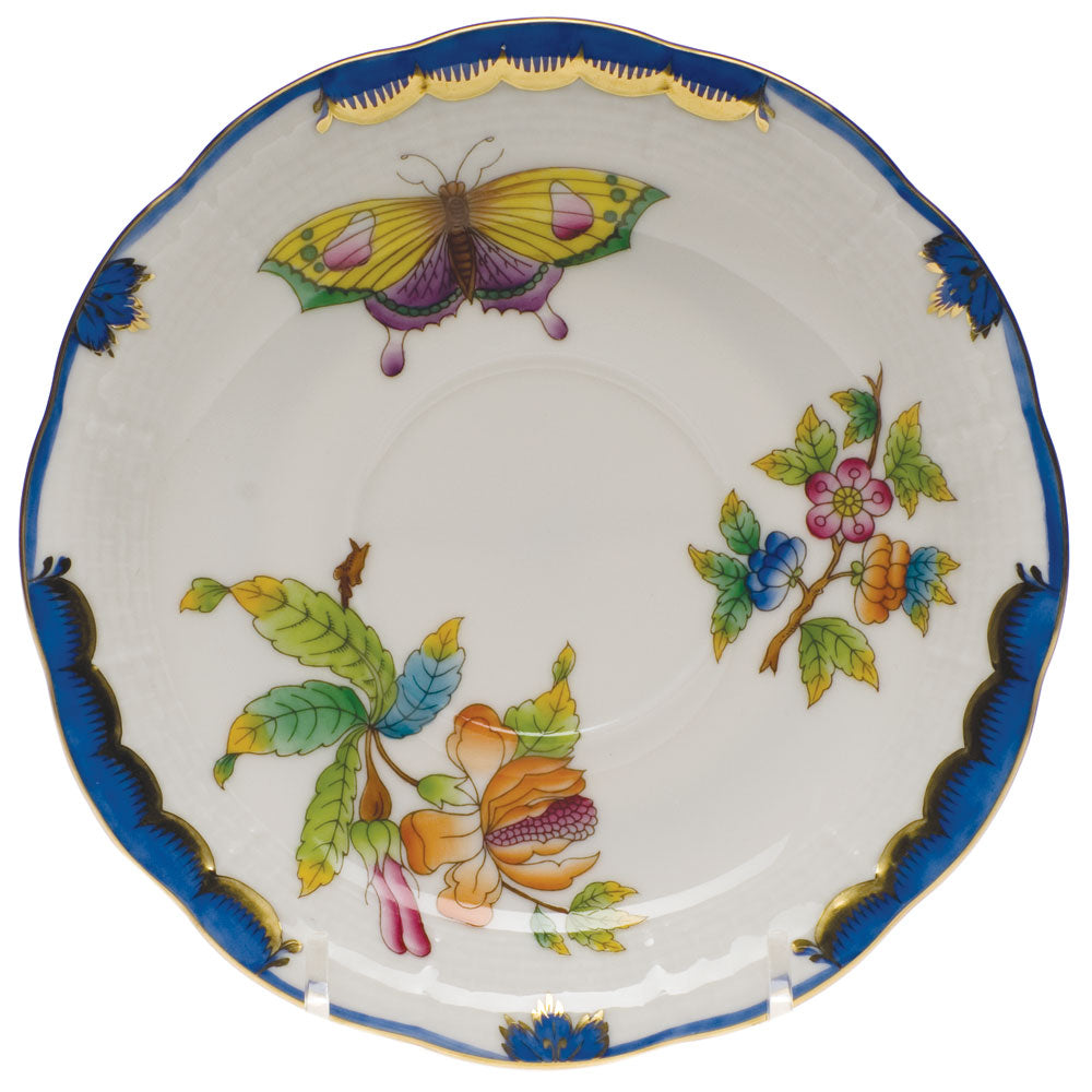 Herend Vbo Blue Border Tea Saucer 6"d - Blue Border