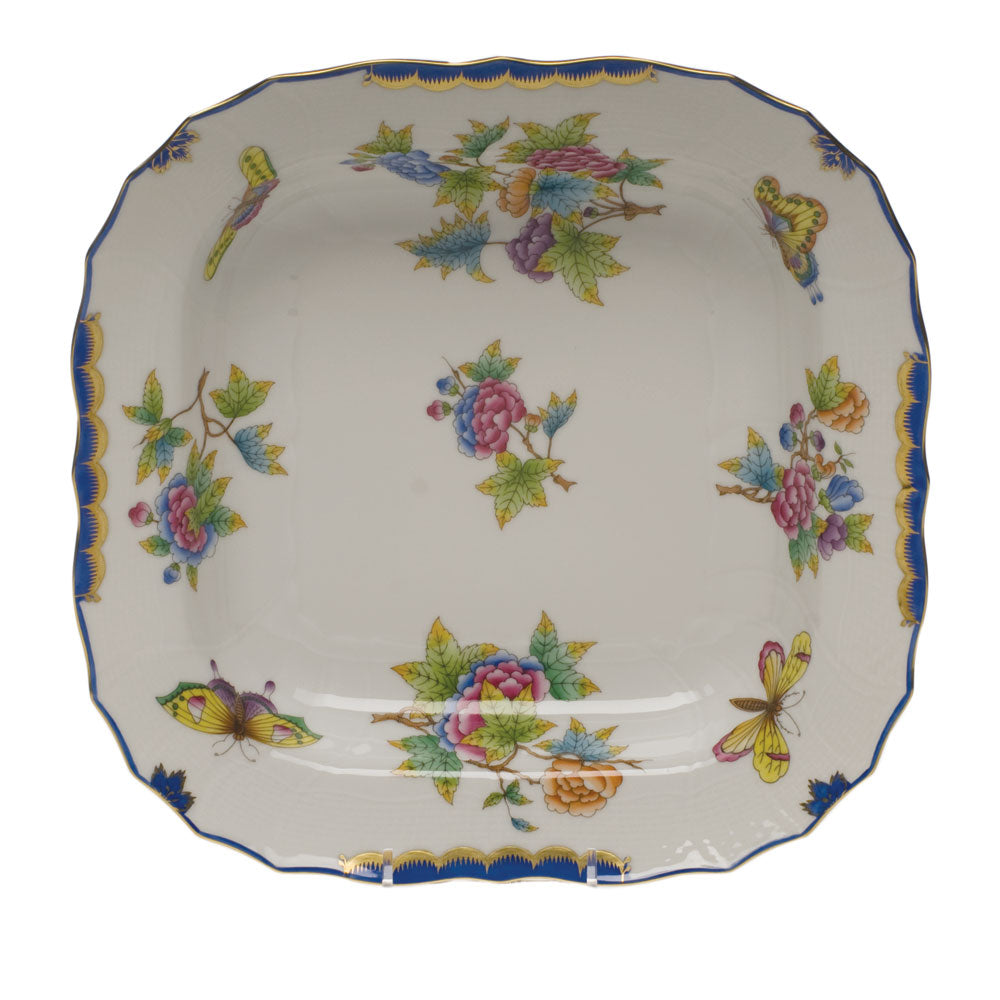 Herend Vbo Blue Border Square Fruit Dish 11"sq - Blue Border