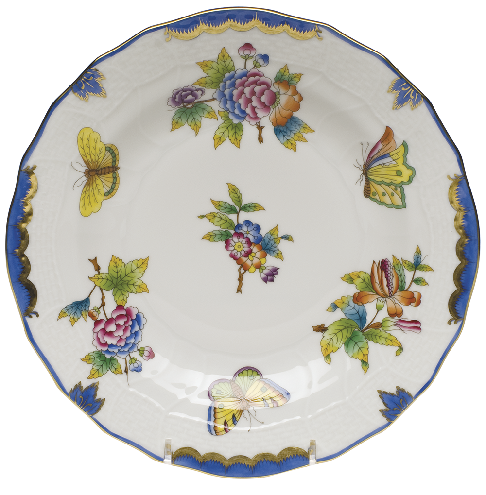 Queen Victoria Blue Border Dessert Plate 8.25"d - Blue Border