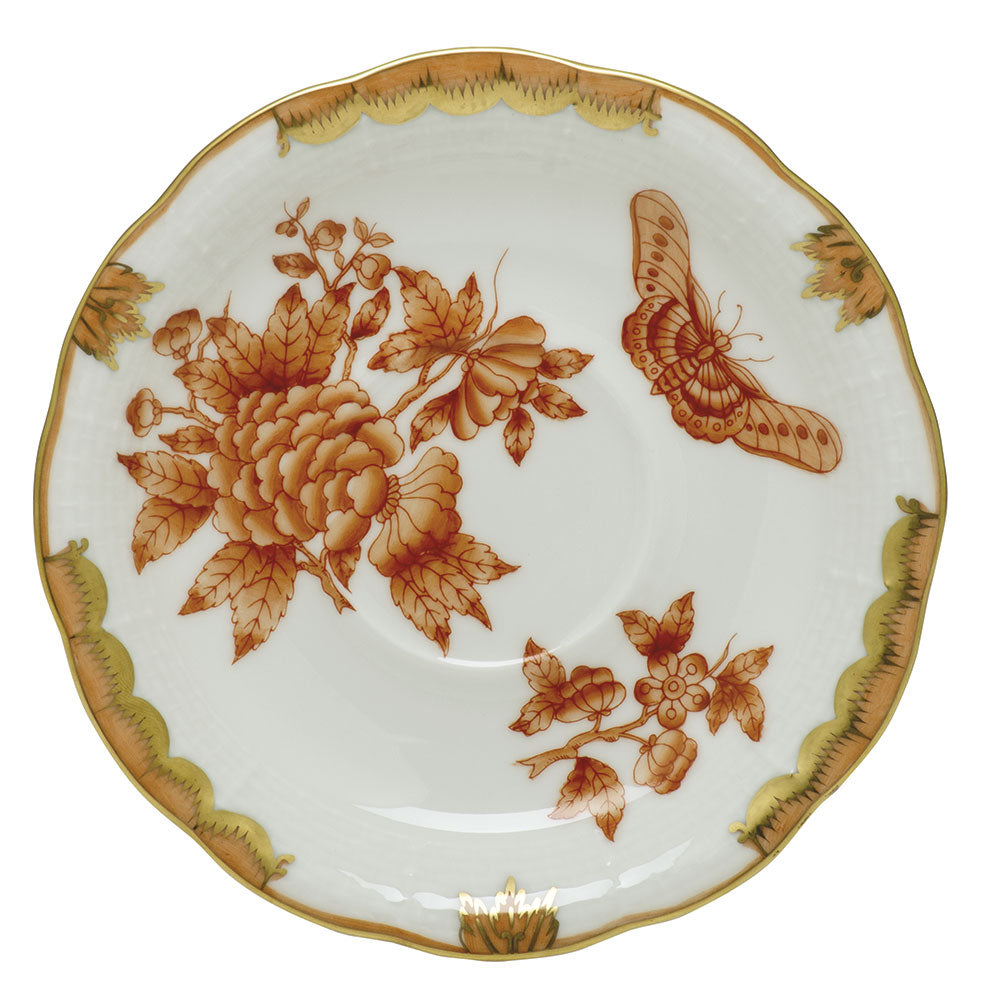 Herend Vbo Rust (fortuna Rust) Tea Saucer 6"d