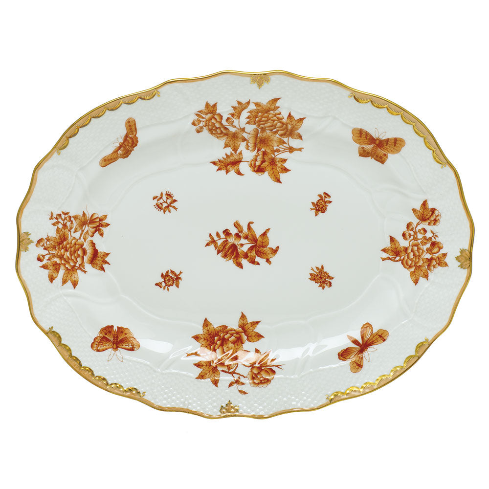 Herend Vbo Rust (fortuna Rust) Platter 17"l X 12.5"w