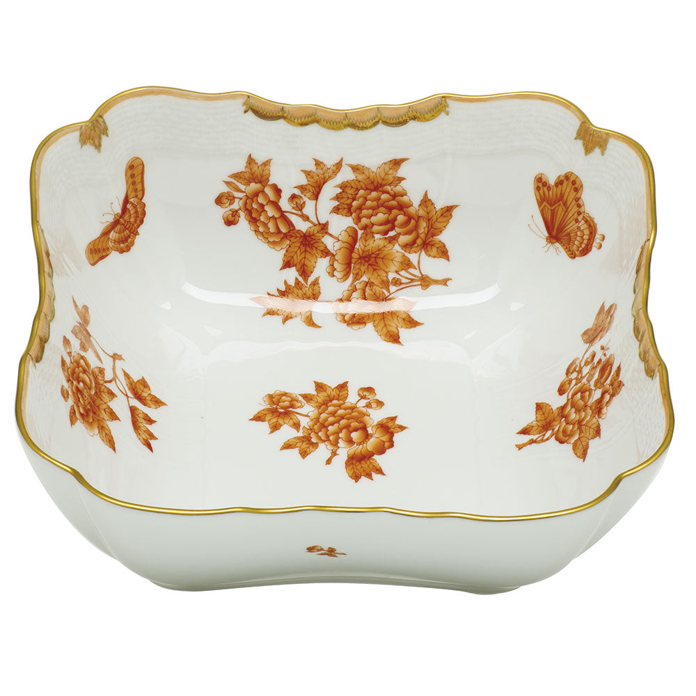 Herend Vbo Rust (fortuna Rust) Square Salad Bowl 10"sq
