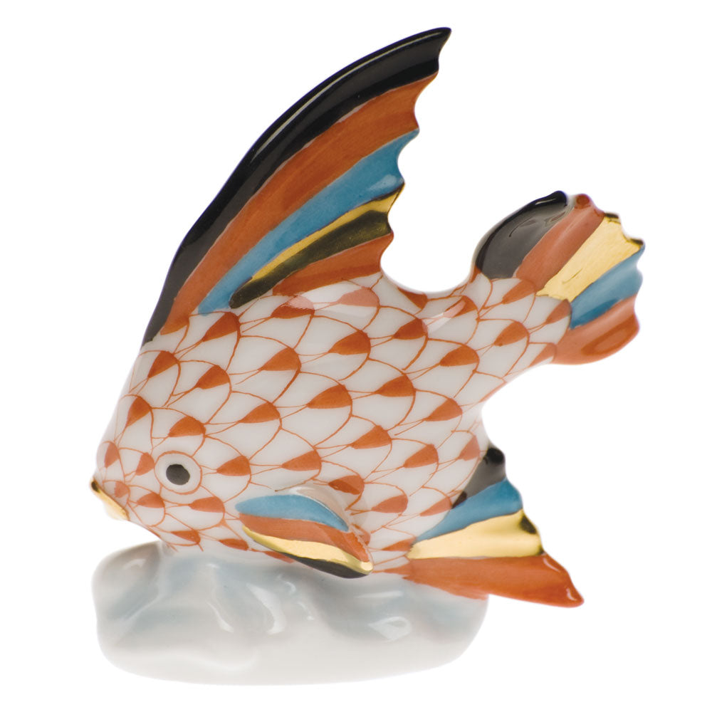 Herend Fishnet Rust Fish Table Ornament 2.5"h