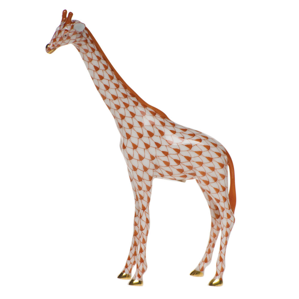 Herend Fishnet Rust Small Single Giraffe 5.25"h