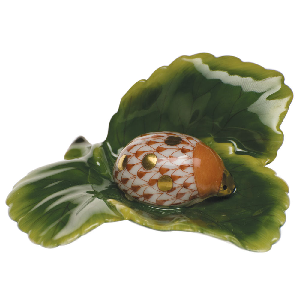 Herend Fishnet Rust Ladybug 1.5"h X 3.25"l
