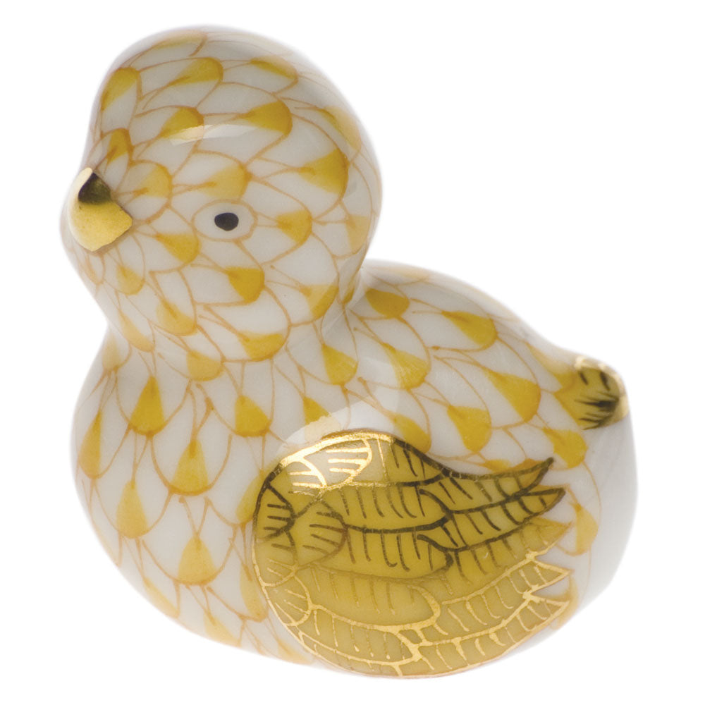 Herend Fishnet Butterscotch Miniature Chick 1"l X 1"h