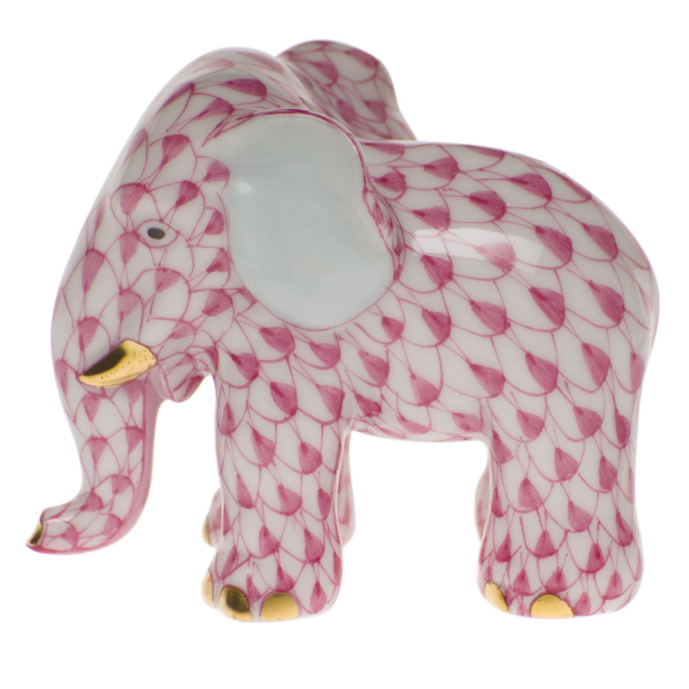 Herend Fishnet Raspberry (pink) Miniature Elephant 1.75"h