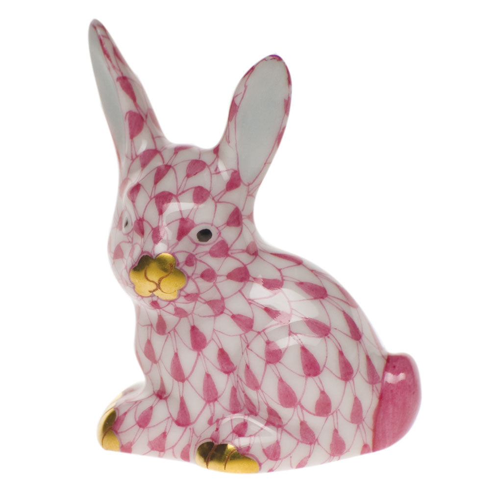 Herend Fishnet Raspberry (pink) Miniature Rabbit 1.5"l X 1.5"h