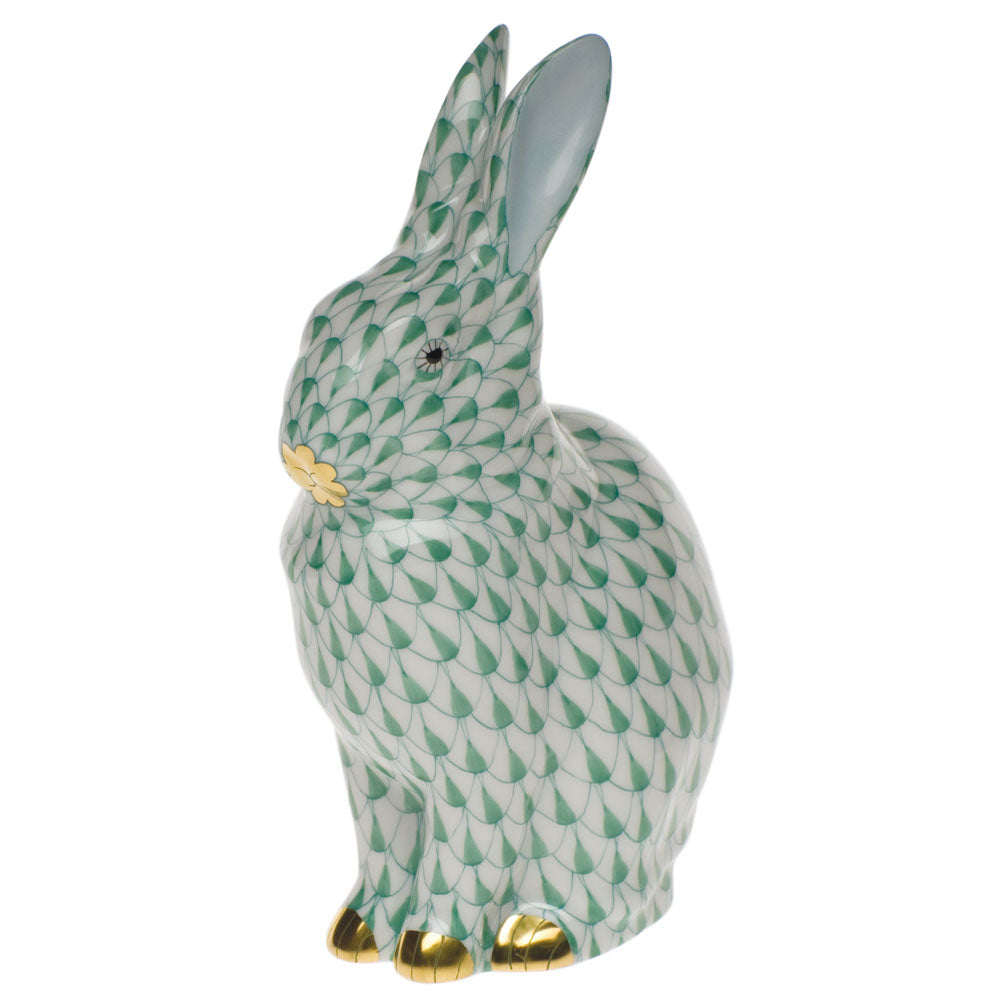 Herend Fishnet Green Rabbit 5.25"h