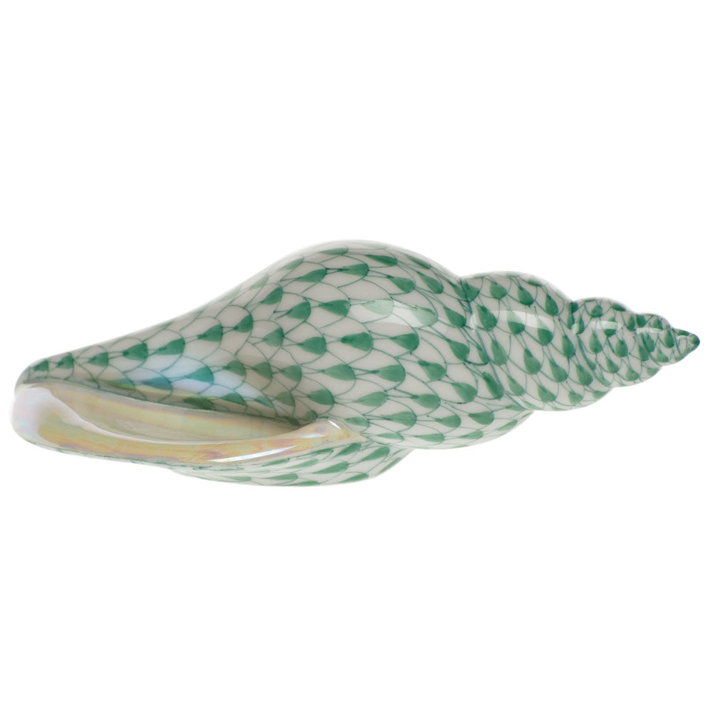 Herend Fishnet Green Tulip Shell 5"l