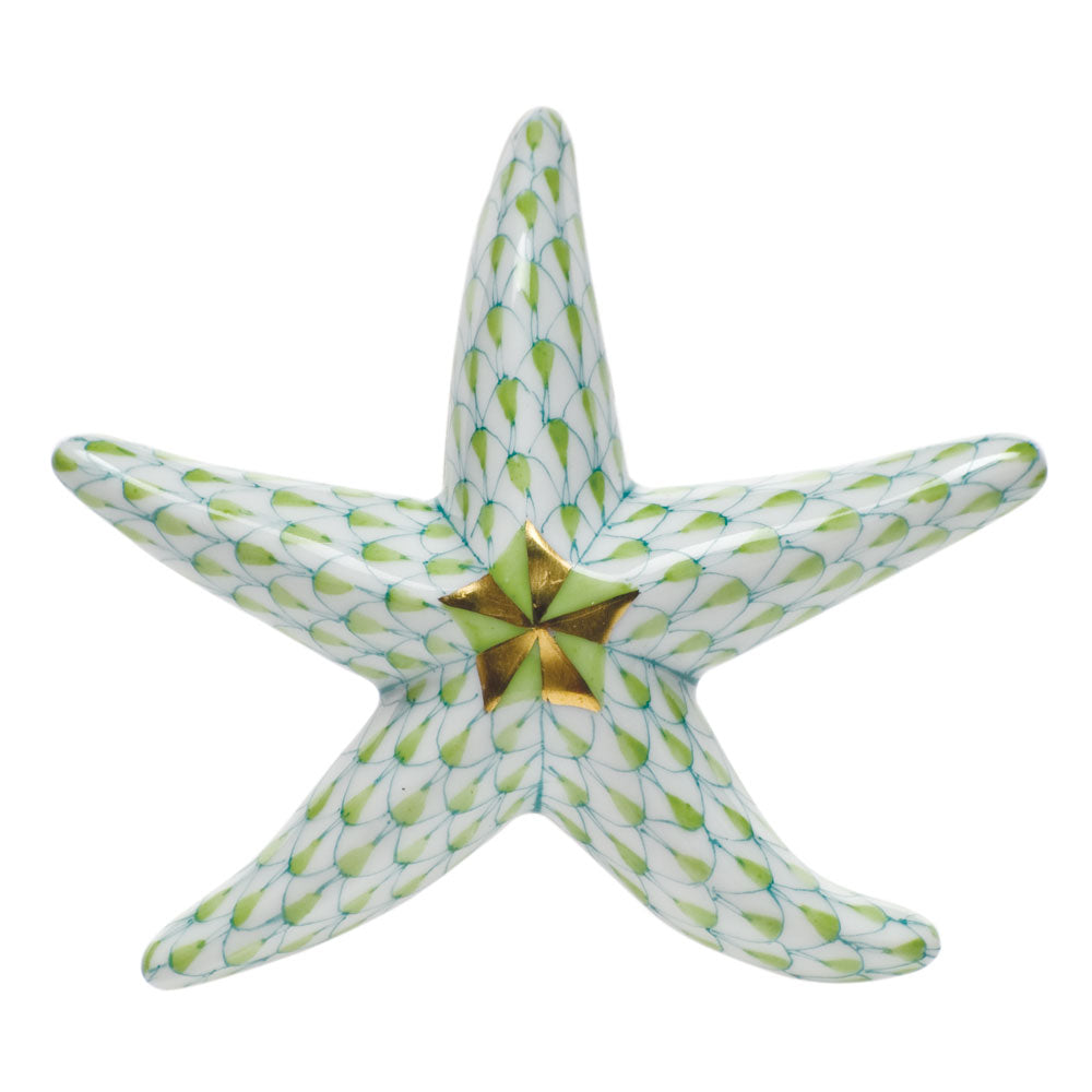 Herend Fishnet Lime Green Miniature Starfish 3"l