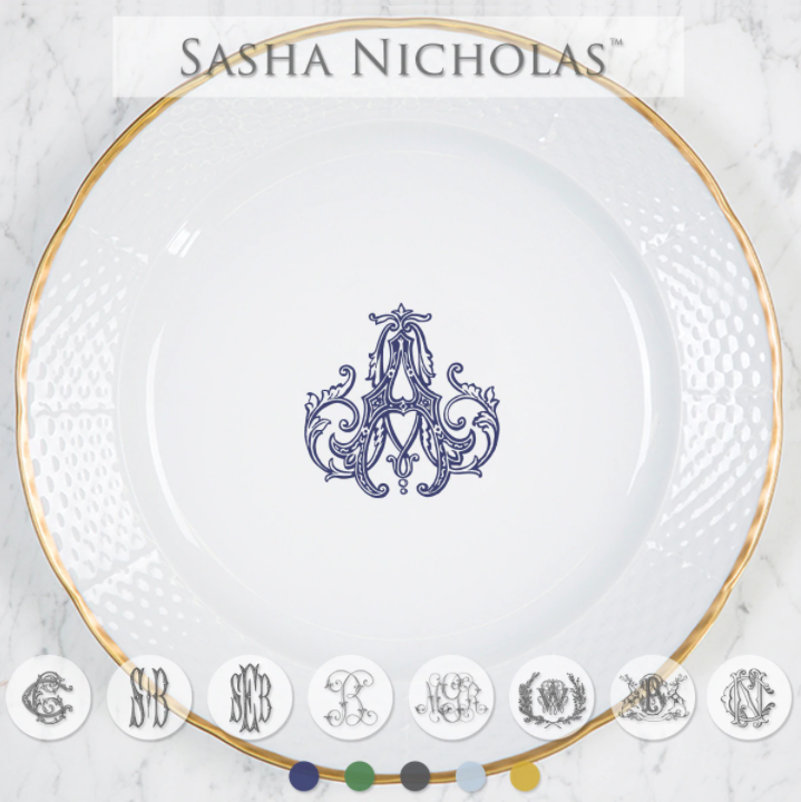 Weave 24K Gold Charger Plate - with monogram