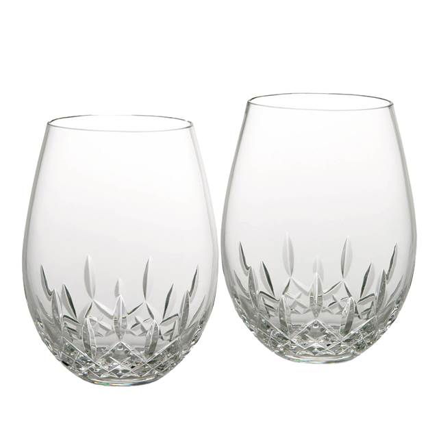 Lismore Essence Stemless Deep Red Wine Glasses - Pair