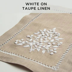 Jardin Cocktail Napkin White on Taupe Set/4