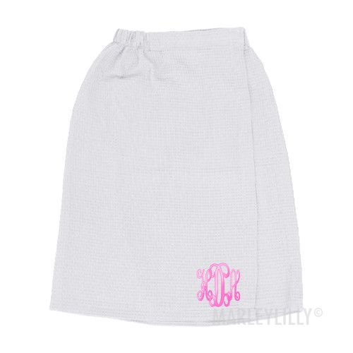 Bath Wrap White Custom Embroidery