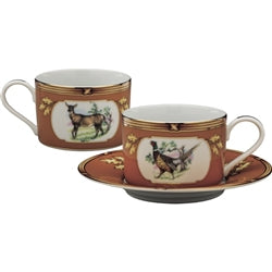 Julie Wear American Wildlife Pheasant & Doe Cup & Saucer