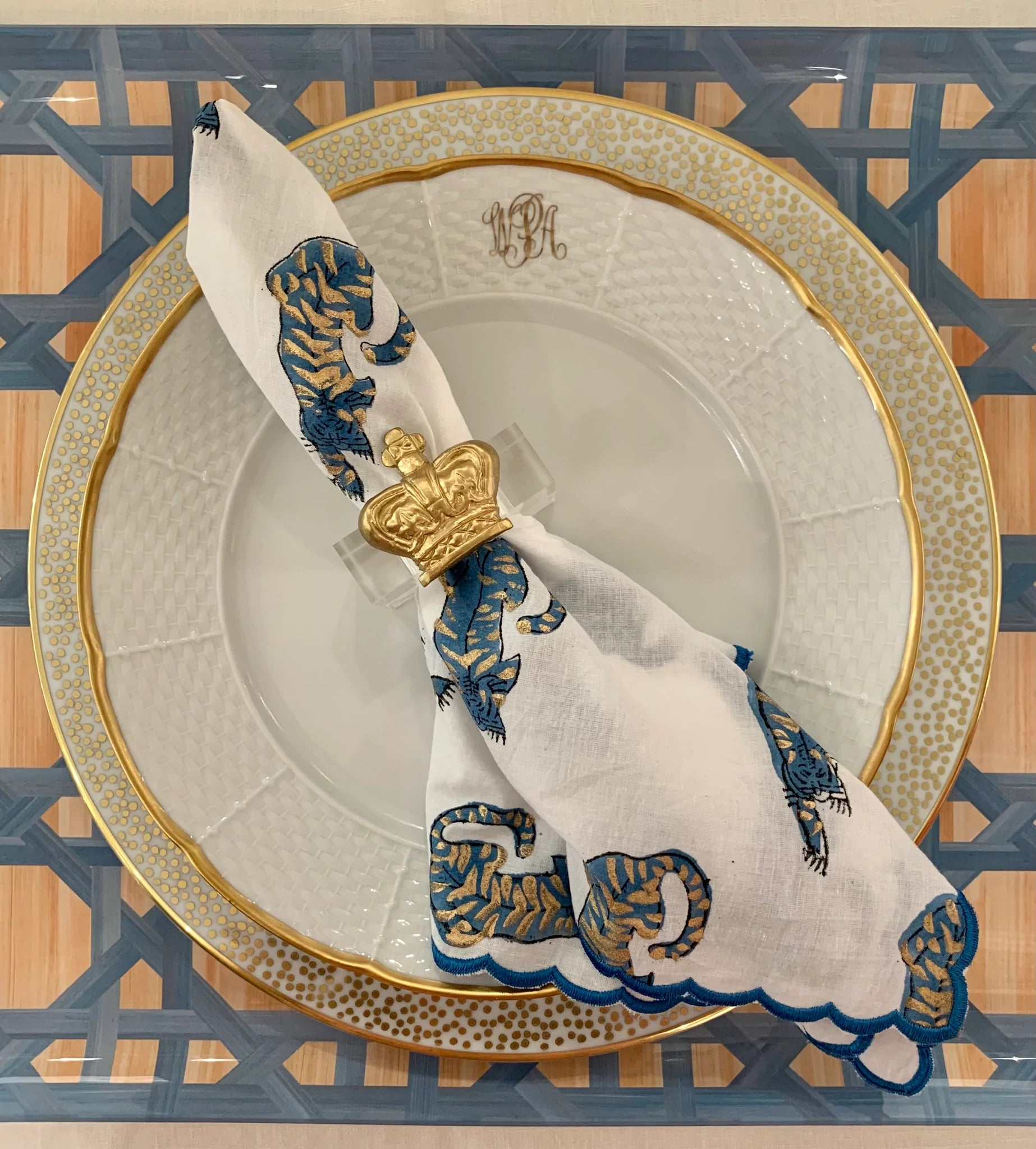 Tiger Blue Napkins - Set of 4
