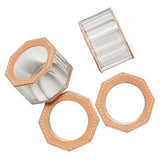Aged Camel Full-Grain Leather/Clear Glass Crystal Napkin Ring - Boxed Set of 4