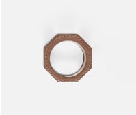 Full-Grain Leather/Clear Glass Crystal Napkin Ring - Boxed Set of 4