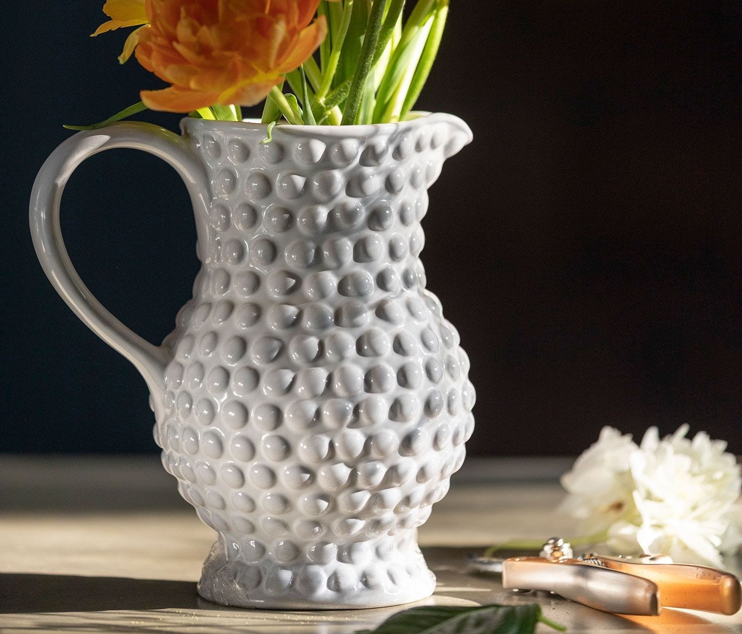Remi White Pitcher Earthenware