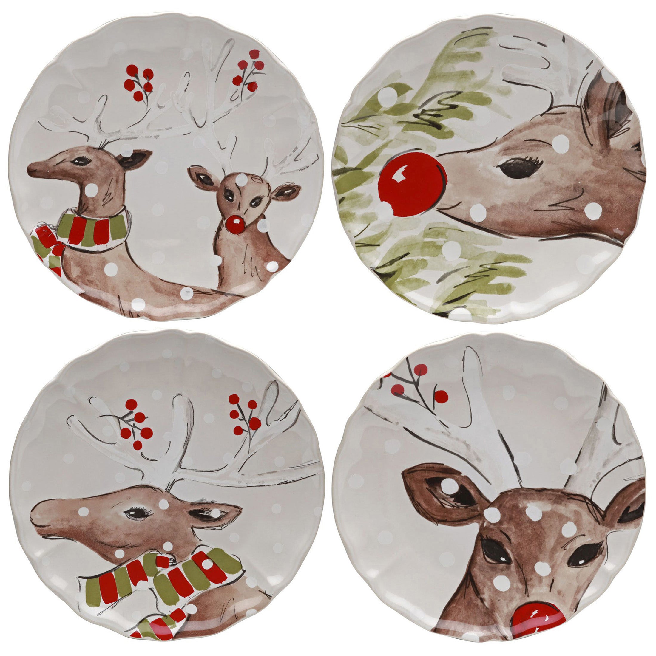 Deer Friends Dinner Plate (set of 4) - White