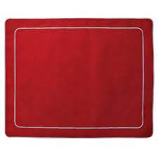 Linho Placemats Red/White Simple Rect Set of 4