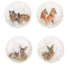 Sologne Dessert Plates Wildlife Young Set of 4