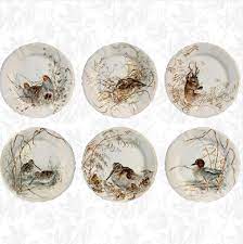 Sologne Dessert Plates Assorted Game Set of 6